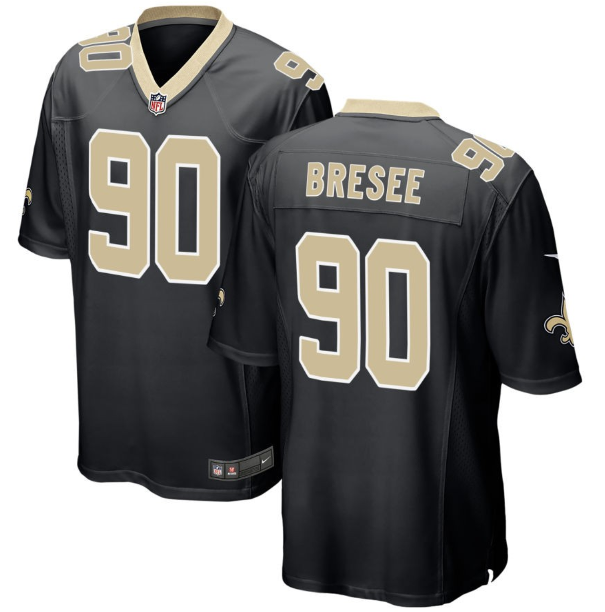 New Orleans Saints #90 Bryan Bresee Black 2023 Draft Stitched Game Jersey